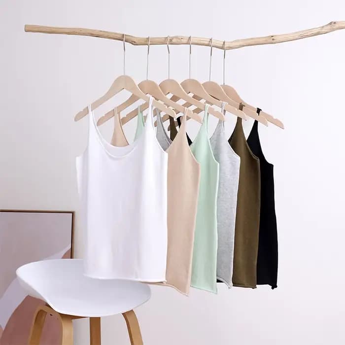 Camis femmes printemps été coton sans manches tricoté chemises à fond col en v