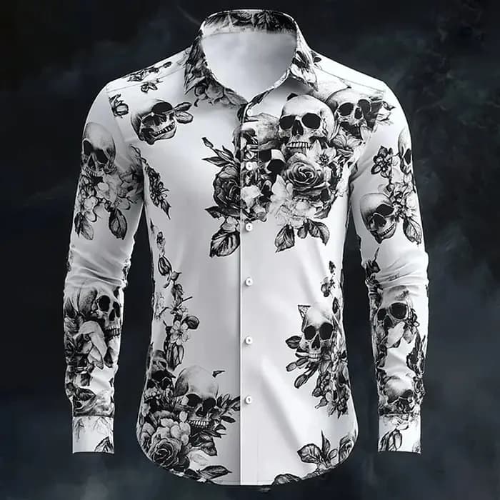 Chemise à imprimé tête de mort pour hommes