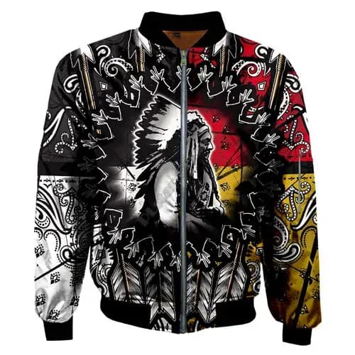 Blouson aviateur noir indien 3D pour hommes et femmes