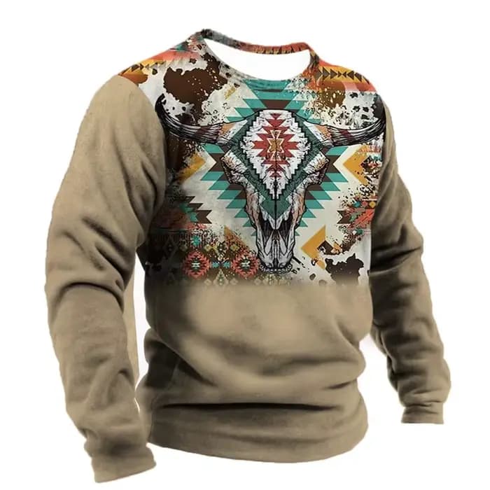 Streetwear imprimé 3D à manches longues pour hommes