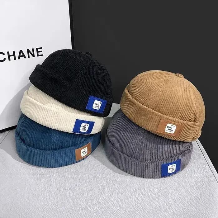 Casquette Docker rétro en velours côtelé sans bords pour hommes et femmes