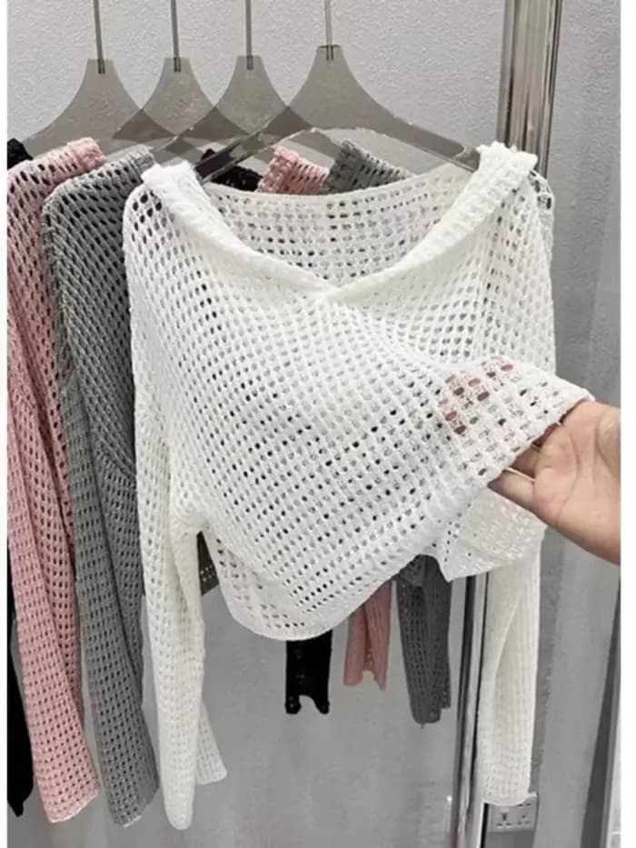 Pointelle – pull à capuche en tricot pour femmes