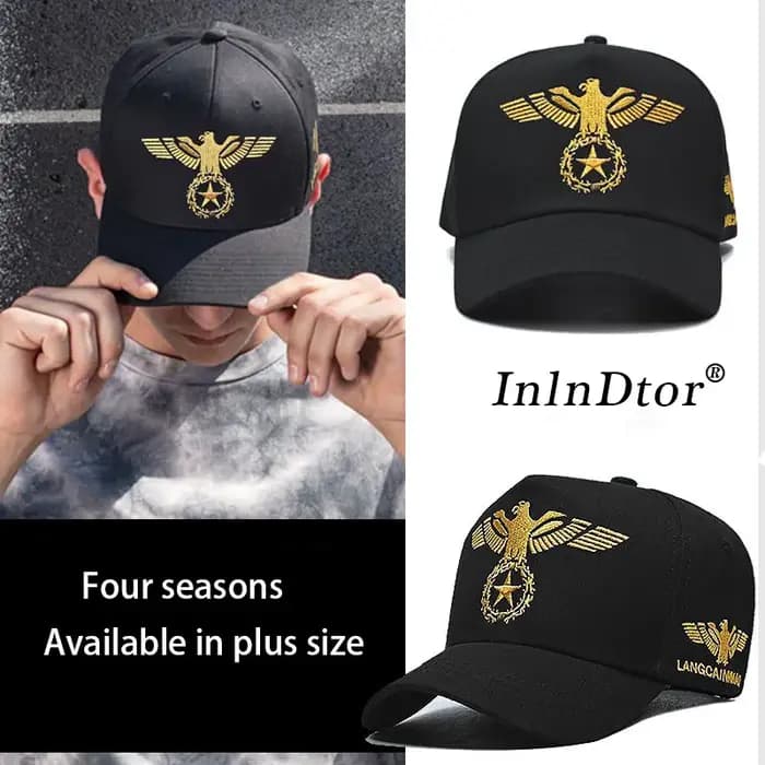 Broderie haut style européen et américain casquette de baseball à large bord décontracté grande circonférence de la tête
