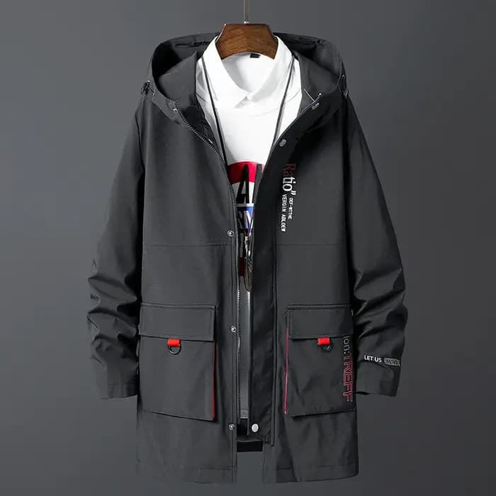 Veste coupe-vent noire surdimensionnée pour hommes