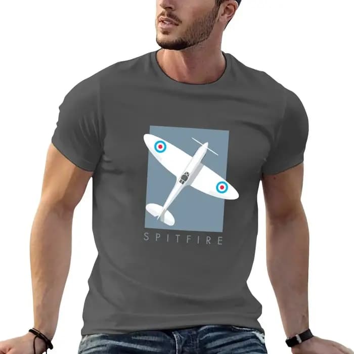 T-shirt Spitfire WWII Fighter Aircraft - Portrait Slate