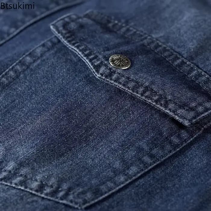 2026Men Denim Jean chemise à manches longues 100% coton de haute qualité beau Hombre décontracté