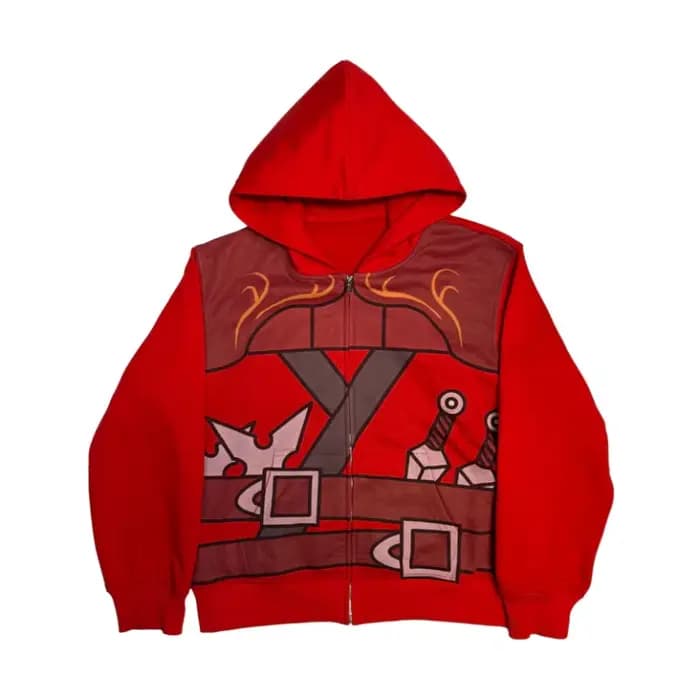 Sweat à capuche zippé Y2K style japonais High Street, imprimé Ninja décontracté Cosplay Anime, Harajuku, nouveau streetwear unisexe, coupe ample