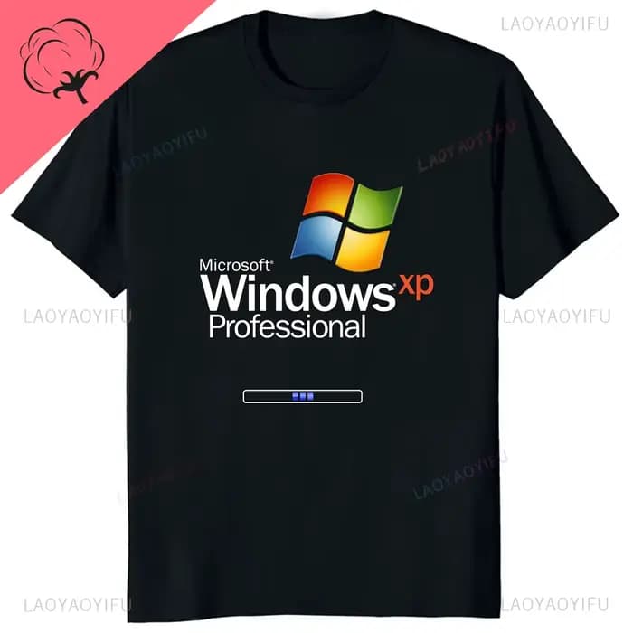 Windows XP LOGO professionnel imprimé T-shirt décontracté mode ample confort respirer coton