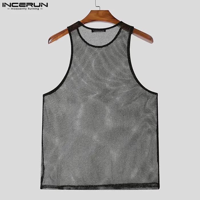 2025 INCERUN hauts Sexy été sans manches maille transparent débardeurs Streetwear surdimensionné t-shirt vêtements pour hommes