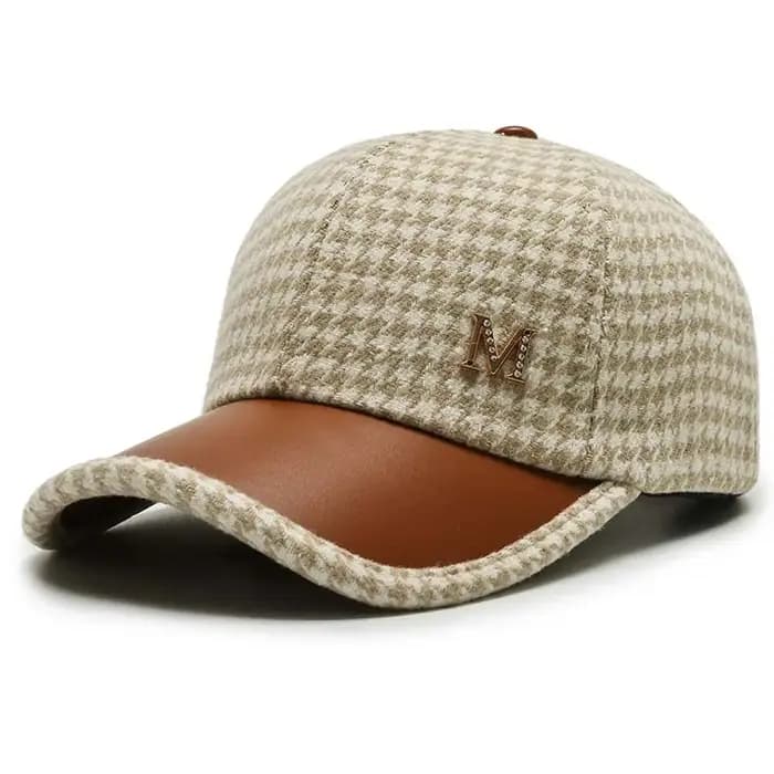Boucle brodée kaki café Streetwear noir réglable Style coréen chapeau pied-de-poule casquette de Bas