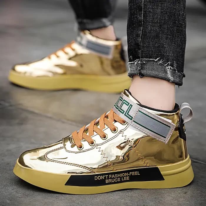 Hommes de luxe espadrilles décontractées chaussures de course haut or baskets HipHop confortable mode
