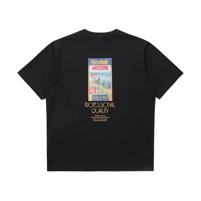 T-shirt d'été polyvalent pour hommes, 100% coton, imprimé sur film de marque Kodak, haut décontracté