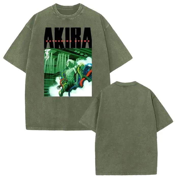Shima Tetsuo Akira T-shirt graphique Mnaga lavé surdimensionné
