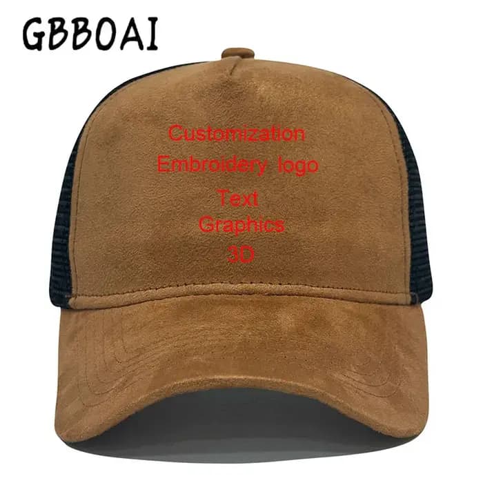 Casquette de baseball en daim avec logo brodé personnalisé