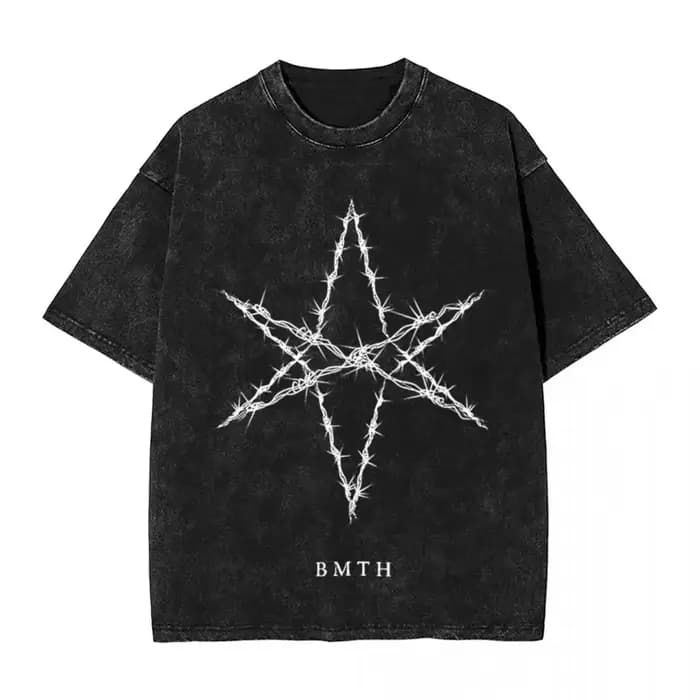 BMTH Bring Me The Horizons Brutal Funny Logo Tops T-shirt vintage Y2k délavé surdimensionné, tendanc