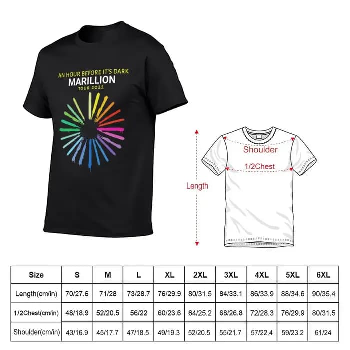 MARILLION TOUR-T-Shirt Surdimensionné en Coton pour Homme, 2022