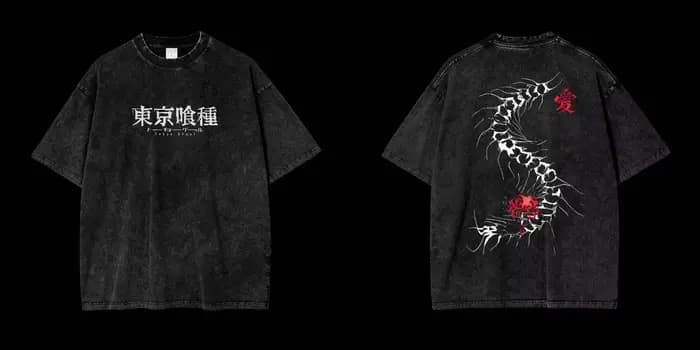 Harajuku Street T-shirt homme Anime Tokyo Ghoul Kaneki Ken mille-pattes Vintage coton lavé T-shirt é
