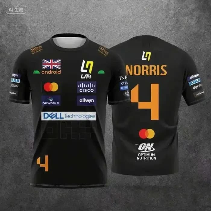 T-shirt de style combinaison de course McLaren Lando Norris n°4/81 2026 pour homme, séchage rapide,