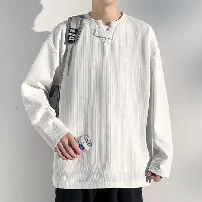 T-Shirt à manches longues et col en v pour hommes