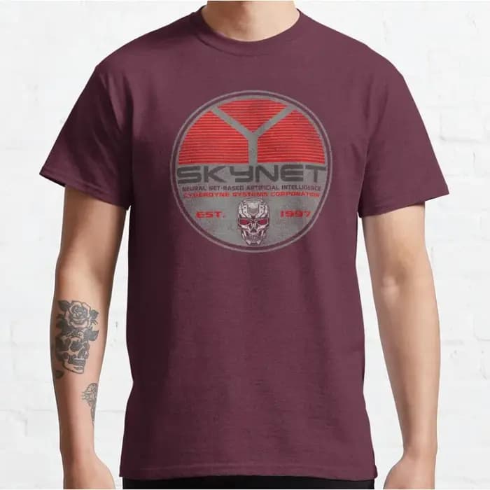 Vintage Cyberdyne Systems Skynet ovale porté Terminator graphique t-shirts 100% coton grande taille t-shirt adulte toutes tailles S-6XL