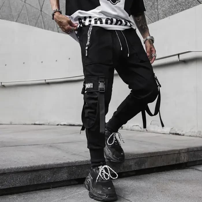 ARENS Hip Hop Joggers pantalon hommes Harajuku Streetwear rubans