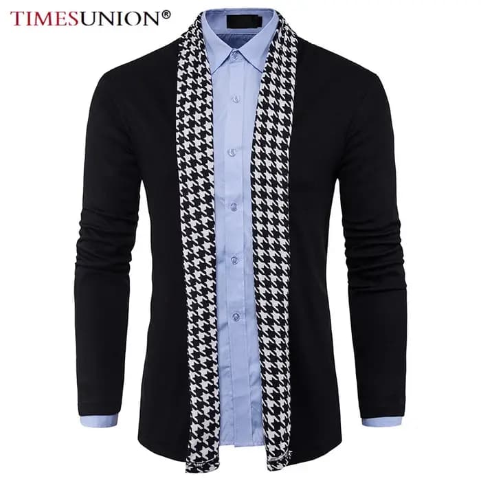 Cardigan noir pour hommes printemps automne mode tricot décontracté vêtements de marque masculin manteau