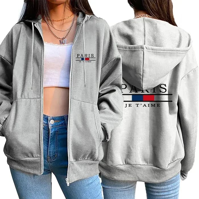 Femmes à capuche pardessus maison impression veste à glissière quotidien sweat-shirt décontracté en plein air Jogging femme hauts vêtements mode Streetwear