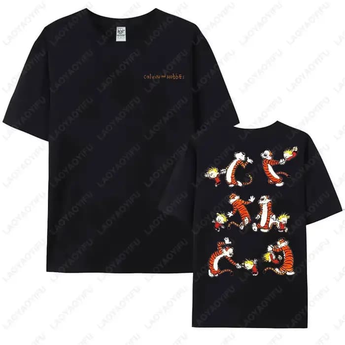 Drôle Calvin et Hobbes T-shirt graphique coton pour hommes femmes tenue décontracté nostalgie vieille école Style dessin animé t-shirts Camisetas
