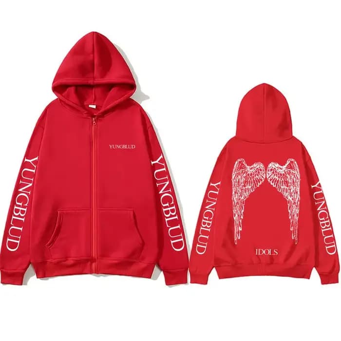 Yungblud IDOLS Wings Album Tour 2025 sweat à capuche avec fermeture éclair homme surdimensionné veste zippée hommes