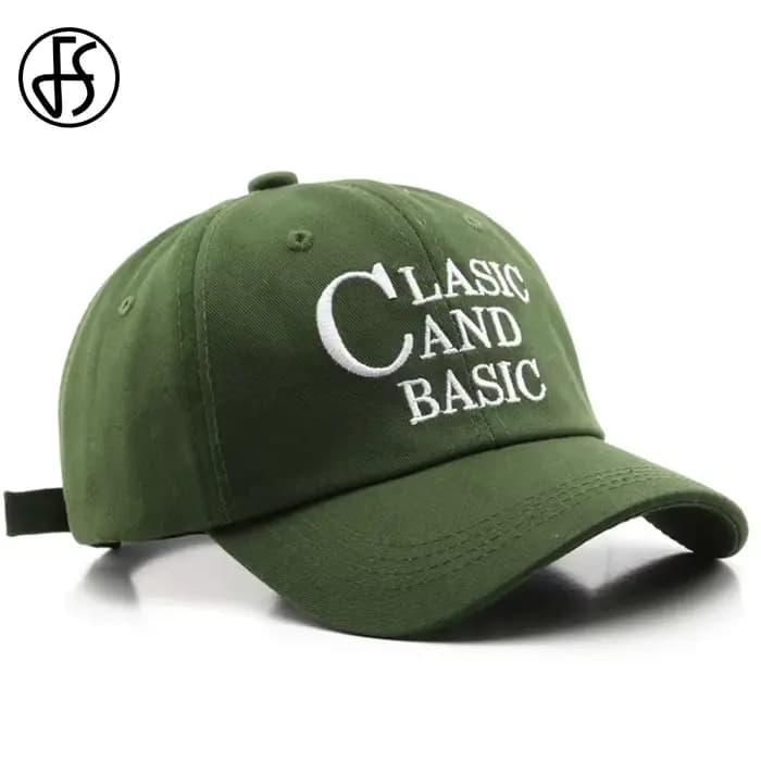 Casquettes de baseball FS Brand beige et vert à lettres pour hommes et femmes, chapeaux décontractés en coton pour l'été, voyage en extérieur, protection solaire, casquette de camionneur, modèle Bone
