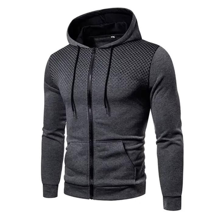 Sweat à capuche zippé pour hommes poche à pois imprimé