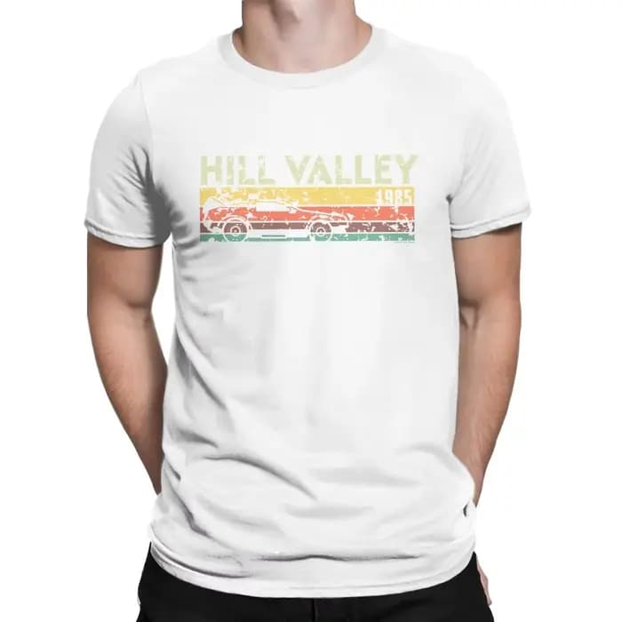 Hill Valley 1985 Tee Shirt pour hommes, t-shirts de retour vers le futur, Doc Brown, film de voyage