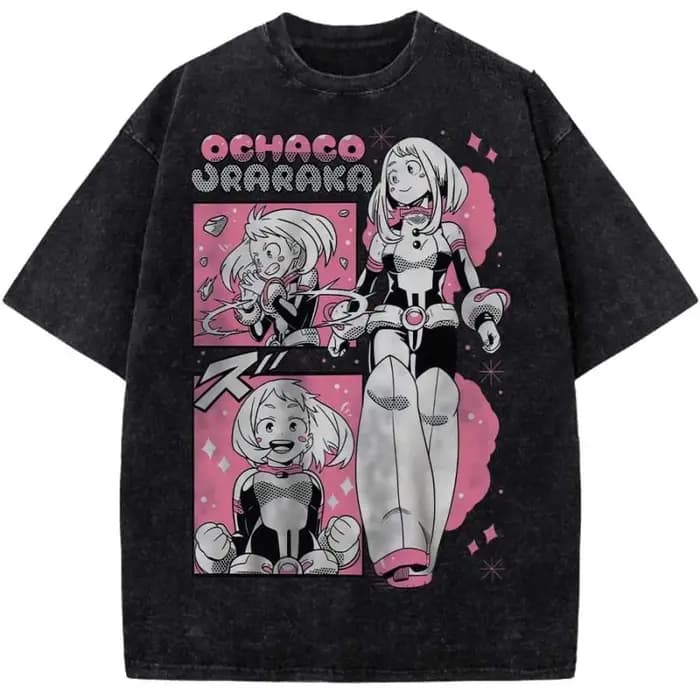 Anime mon héros académique Ochaco Uraraka imprimer T-shirt hommes femmes vêtements surdimensionné