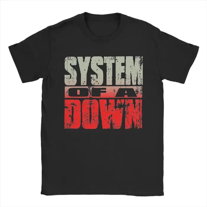 Système rétro d'un Down Art t-shirt hommes col rond manches courtes hauts chemises Punk Rock Band 100% coton vêtements d'été