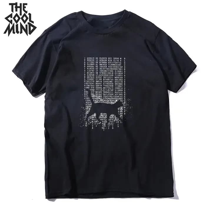 COOLMIND 100% coton décontracté à manches courtes impression drôle hommes t-shirt été cravate ample