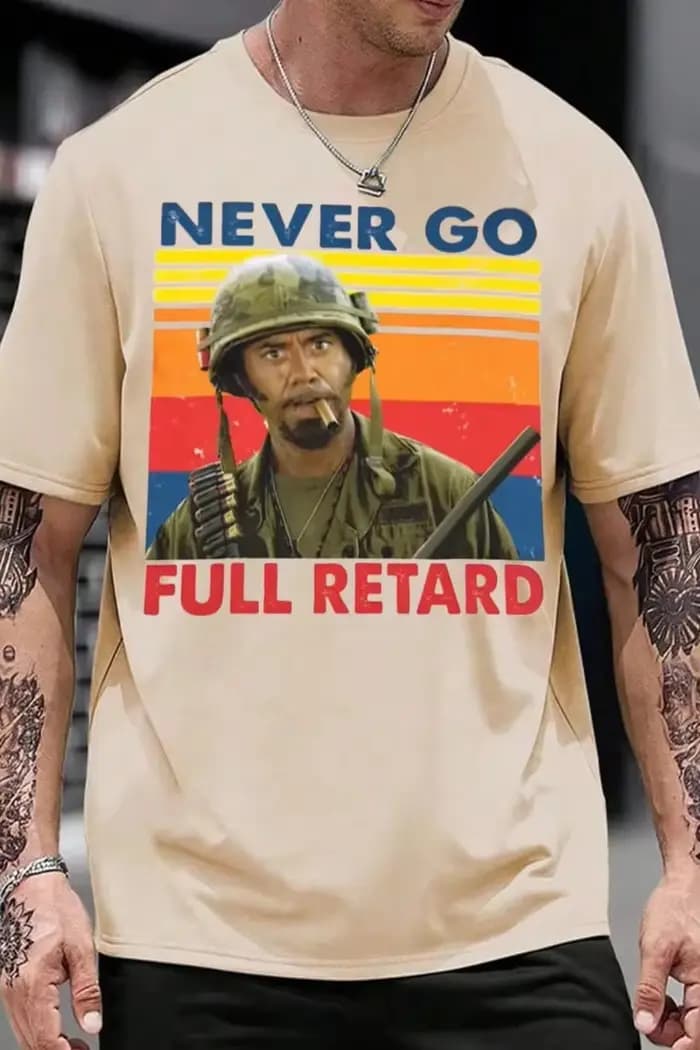 T-shirt imprimé NEVER GO FULL RETARD pour homme et femme