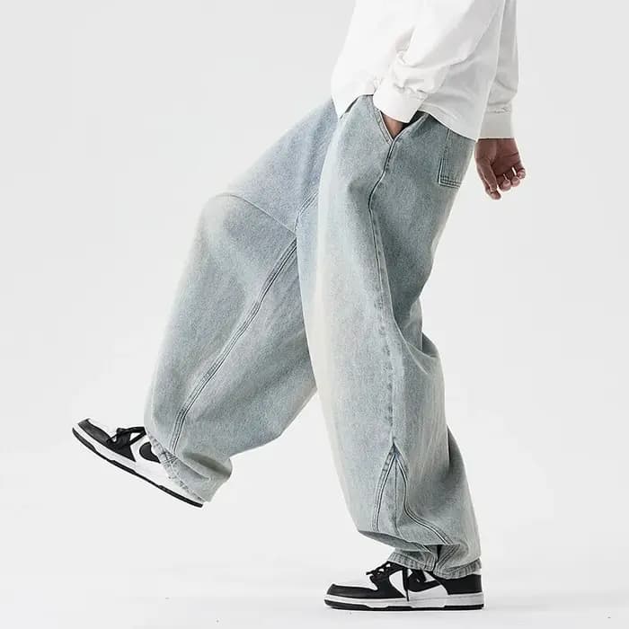 Denim pantalon à jambes larges hommes mode pantalons décontractés lâche Hip Hop lanterne pantalon St