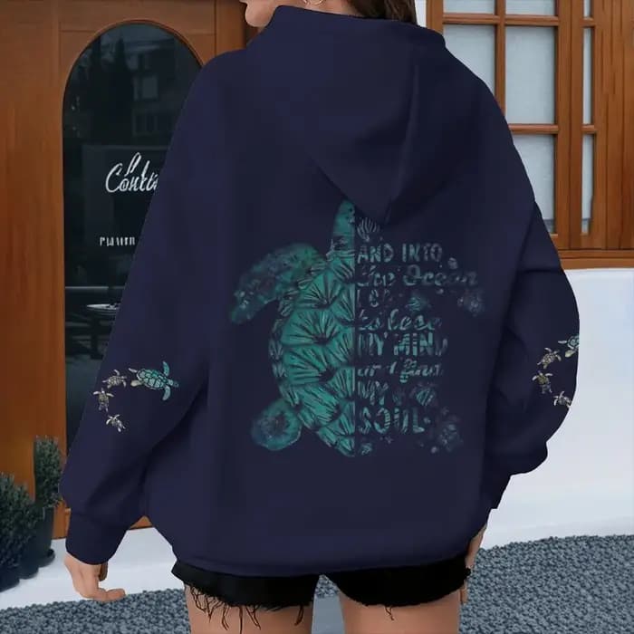 Sweat-shirt vintage Turtle « And Into The Ocean I Go » pour femmes et hommes