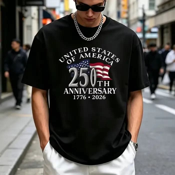 T-shirt vintage à manches courtes pour hommes, avec drapeau américain, 250e anniversaire, imprimé We The People, décontracté, patriotique, pour le 4 juillet