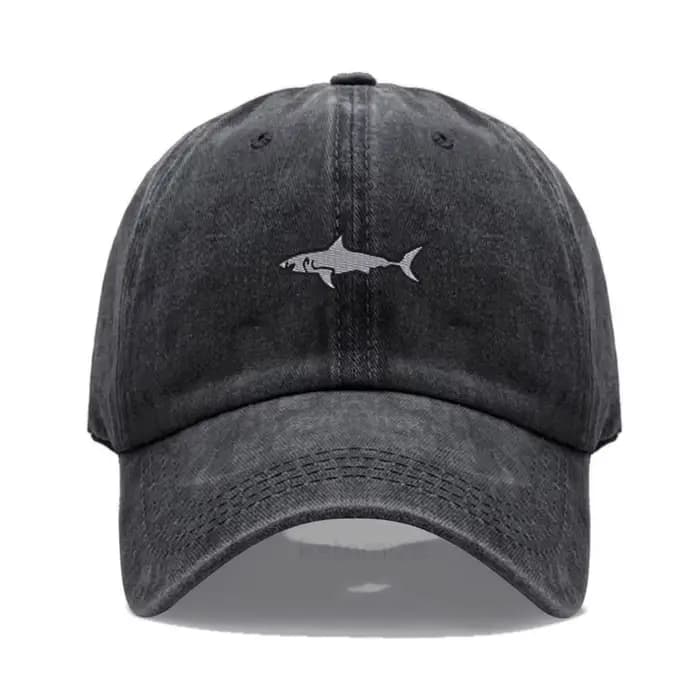 Casquette de baseball brodée requin pour hommes et femmes, en coton délavé, style Dad Hat, réglable,