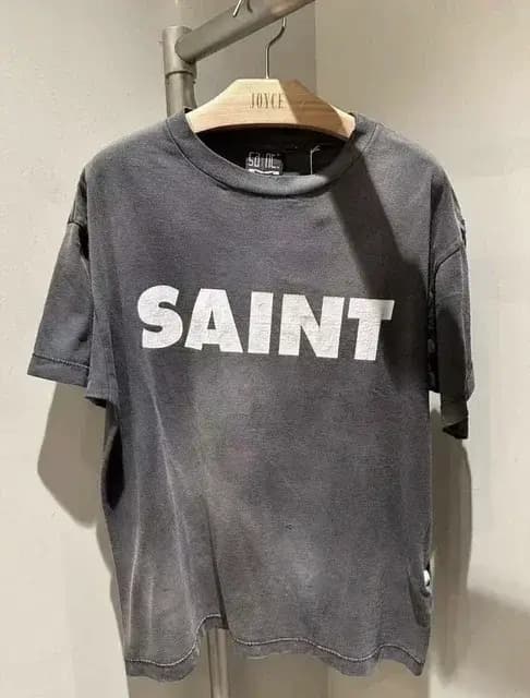 T-shirt imprimé avec personnage de dessin animé SAINT MICHAEL pour hommes et femmes, T-shirt lavé de