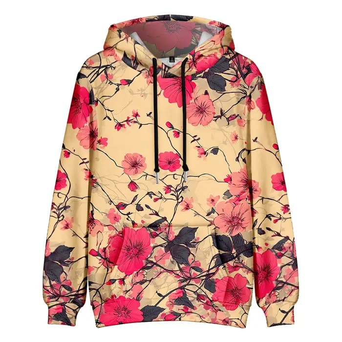 Sweat à capuche en molleton imprimé Floral Vintage pour Couple