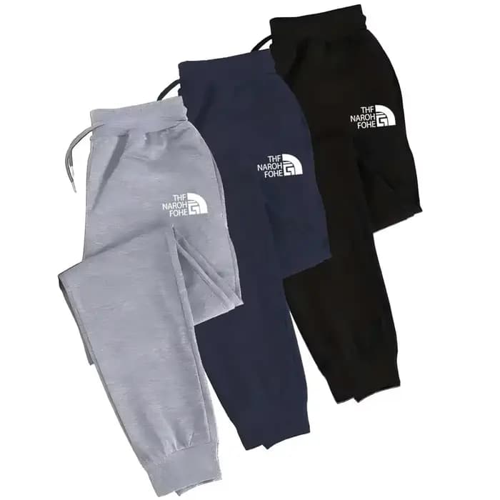 Joggers décontractés pour hommes avec cordon de serrage élastique à la taille et aux chevilles à revers – Tricot 100%
