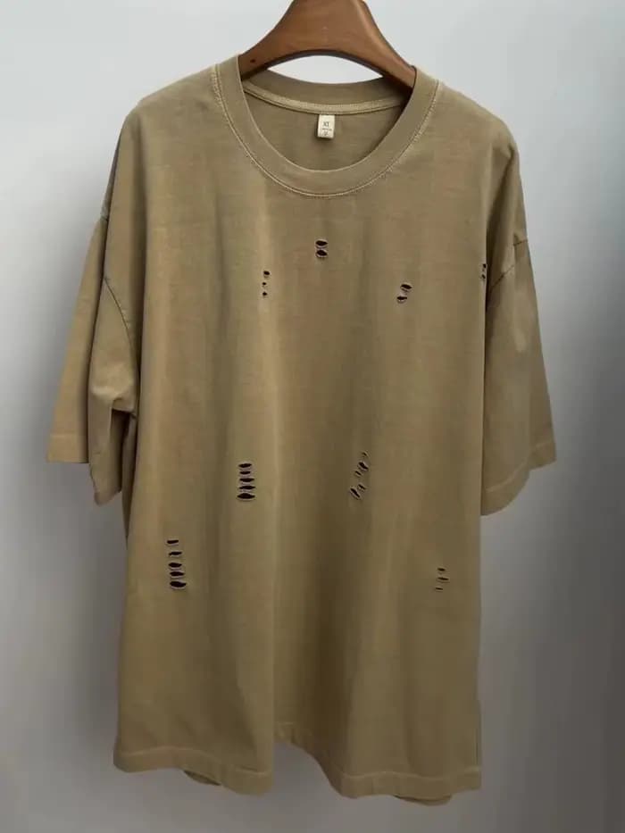 T-Shirt manches courtes col ras du cou déchiré pour hommes et femmes
