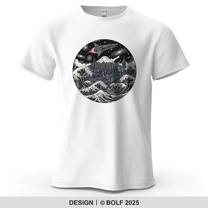 Cyber Wave futuriste imprimé hommes T-Shirt 100% coton surdimensionné artistique graphique t-shirts pour haut pour femme