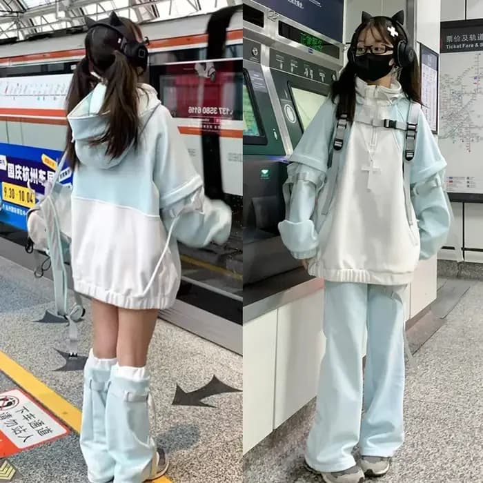 Sweats à capuche de fouet de conception de sous-culture japonaise pour femmes