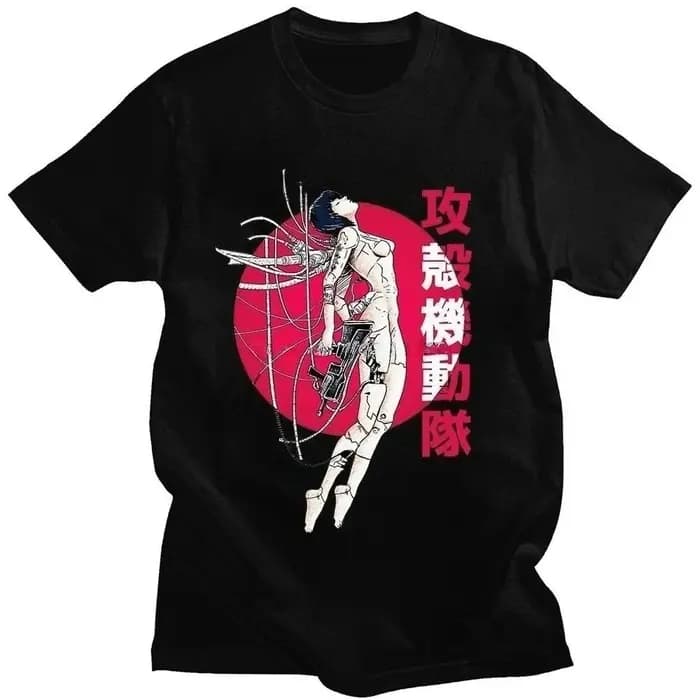 T-shirt graphique Ghost In The Shell Motoko Kusanagi, esthétique cyberpunk, streetwear unisexe, vête
