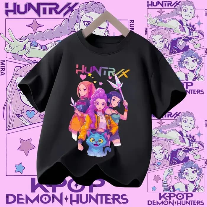 T-shirt Kpop Demon Hunters pour parents et enfants, Halloween, Harajuku, mode décontractée, en coton