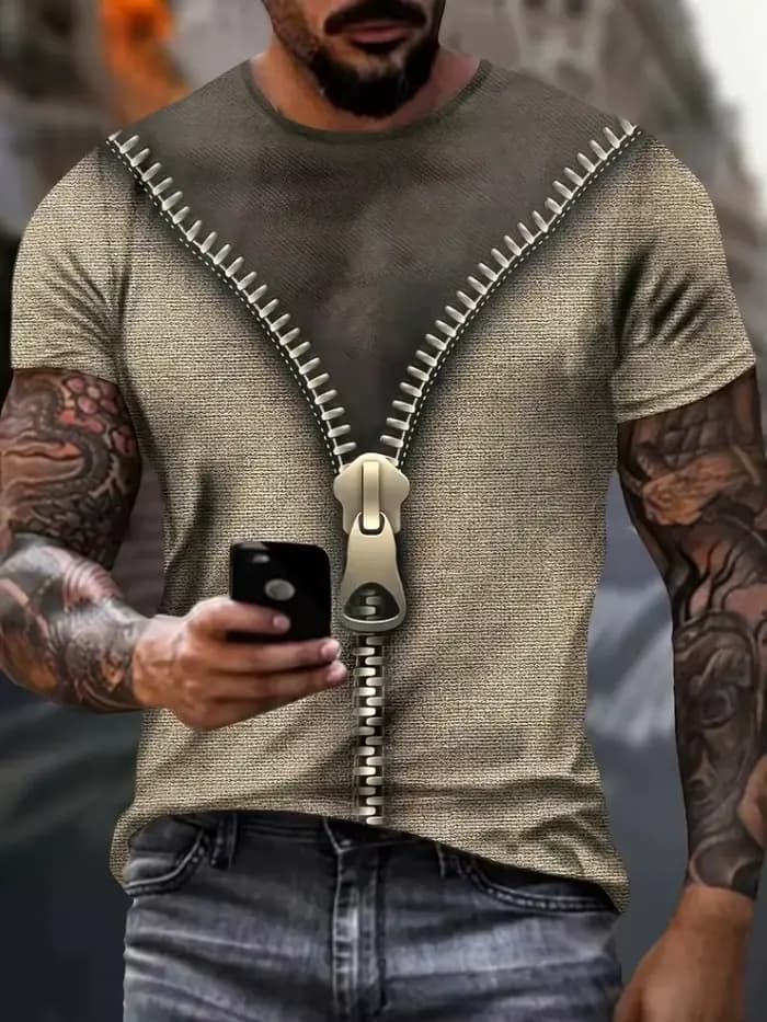 T-shirts drôles hommes Machine motif 3D impression à manches courtes été rue tendance polyvalent hauts grande taille