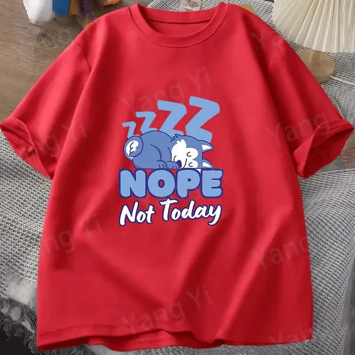 T-shirt à imprimé amusant « Sleeping Little Wolf »